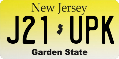 NJ license plate J21UPK