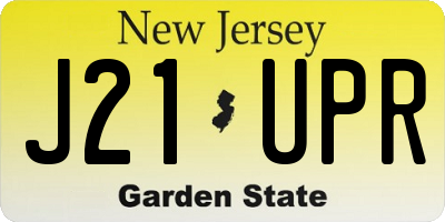 NJ license plate J21UPR