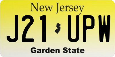 NJ license plate J21UPW