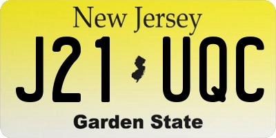 NJ license plate J21UQC