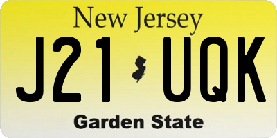 NJ license plate J21UQK