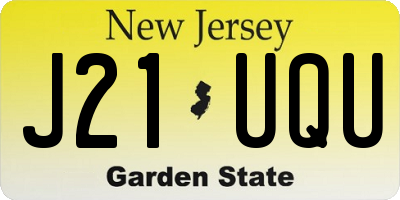 NJ license plate J21UQU