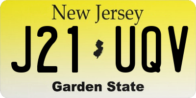 NJ license plate J21UQV