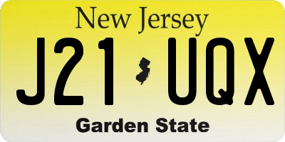 NJ license plate J21UQX