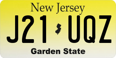 NJ license plate J21UQZ