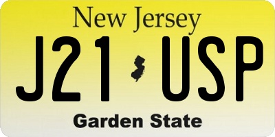 NJ license plate J21USP
