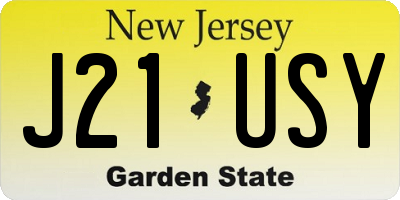 NJ license plate J21USY