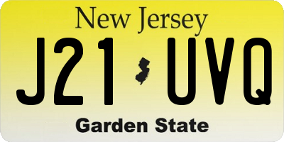NJ license plate J21UVQ