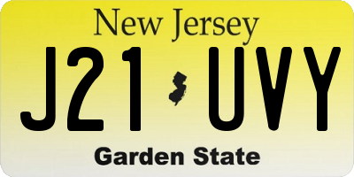 NJ license plate J21UVY