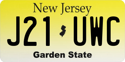 NJ license plate J21UWC