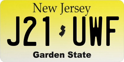 NJ license plate J21UWF