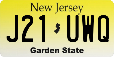 NJ license plate J21UWQ
