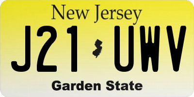 NJ license plate J21UWV