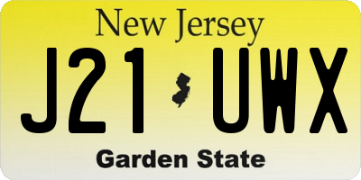 NJ license plate J21UWX