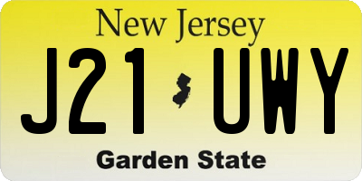 NJ license plate J21UWY