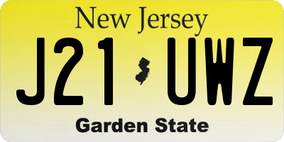 NJ license plate J21UWZ
