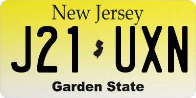 NJ license plate J21UXN