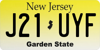 NJ license plate J21UYF