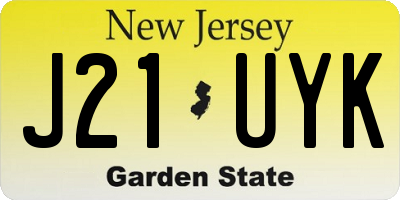 NJ license plate J21UYK