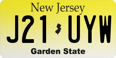 NJ license plate J21UYW