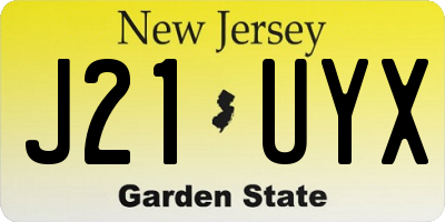 NJ license plate J21UYX