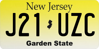 NJ license plate J21UZC
