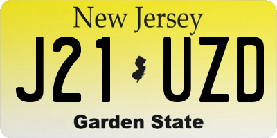 NJ license plate J21UZD