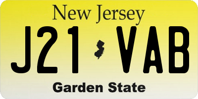 NJ license plate J21VAB