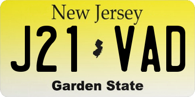 NJ license plate J21VAD