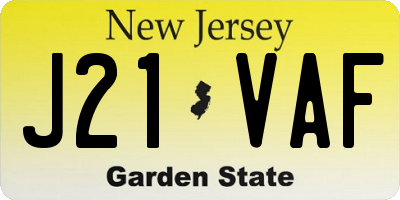 NJ license plate J21VAF
