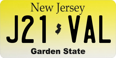 NJ license plate J21VAL
