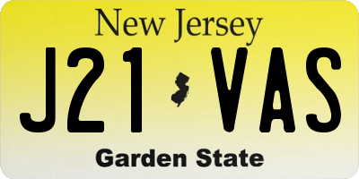 NJ license plate J21VAS