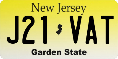 NJ license plate J21VAT