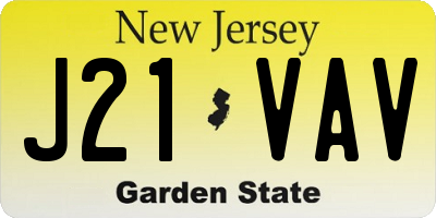 NJ license plate J21VAV