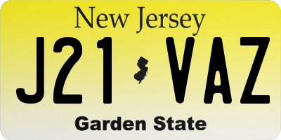 NJ license plate J21VAZ