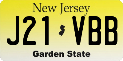 NJ license plate J21VBB