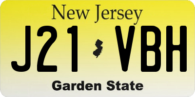 NJ license plate J21VBH