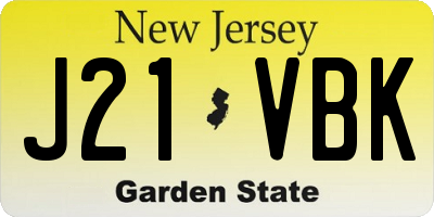 NJ license plate J21VBK