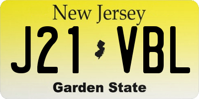 NJ license plate J21VBL
