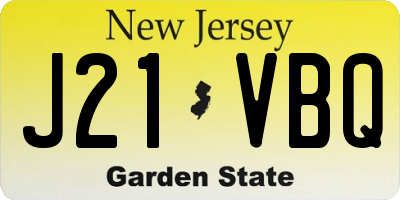 NJ license plate J21VBQ