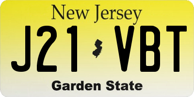 NJ license plate J21VBT