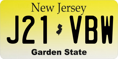 NJ license plate J21VBW