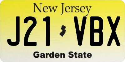 NJ license plate J21VBX