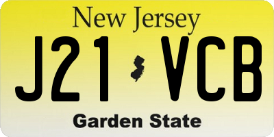 NJ license plate J21VCB