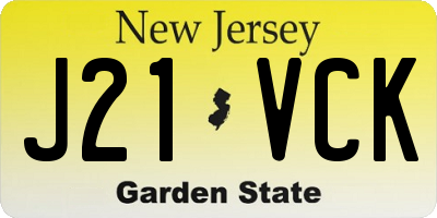NJ license plate J21VCK