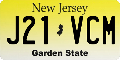 NJ license plate J21VCM