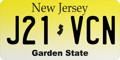 NJ license plate J21VCN