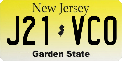 NJ license plate J21VCO