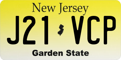 NJ license plate J21VCP