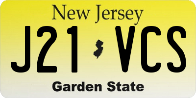 NJ license plate J21VCS
